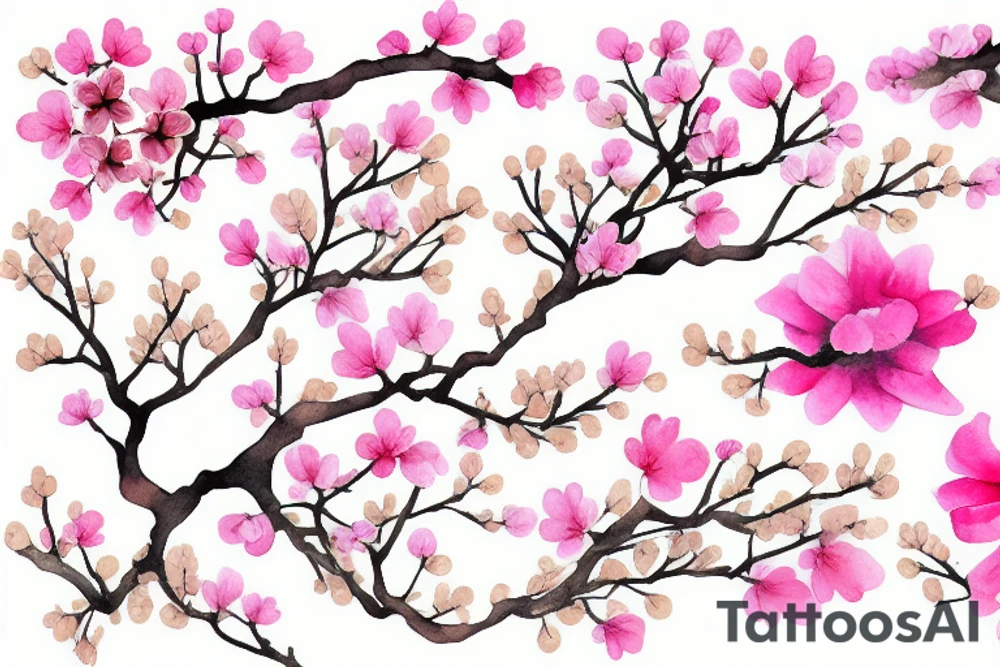 Sakura flowers on a branch tattoo idea