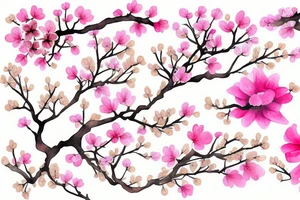Sakura flowers on a branch tattoo idea
