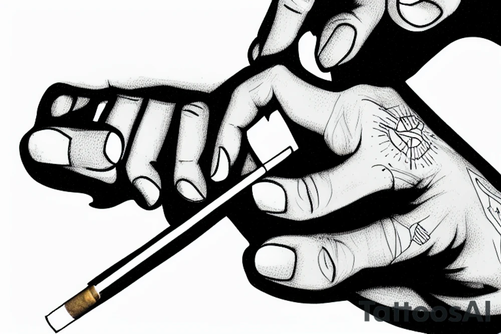 disembodied hand holding a match and a cigarette tattoo idea