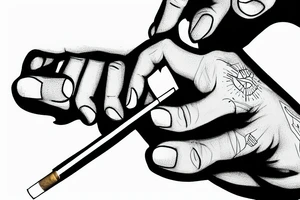 disembodied hand holding a match and a cigarette tattoo idea