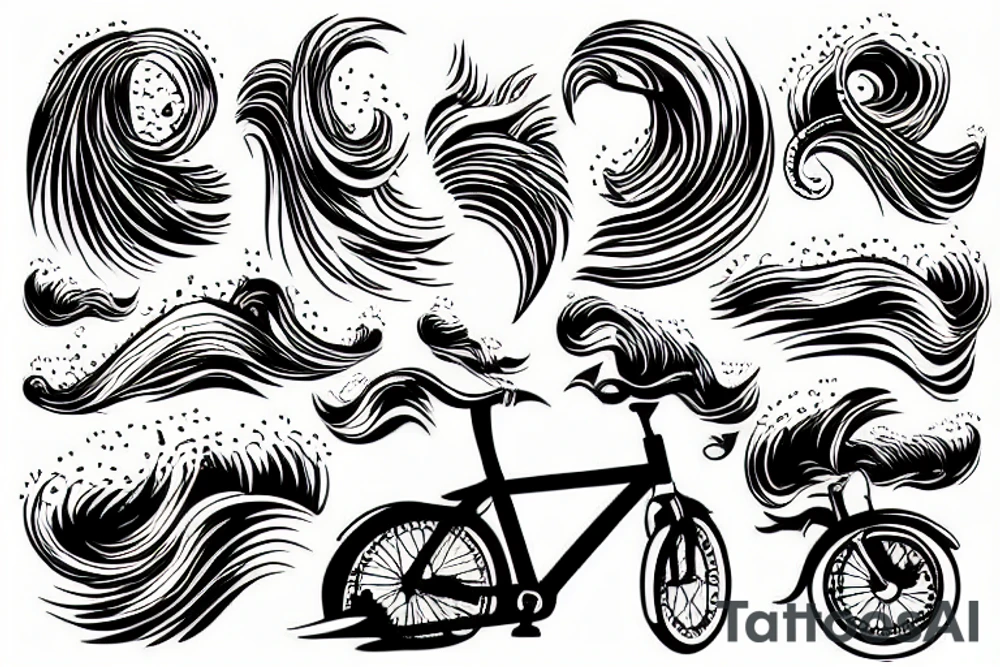 Wave with bike tattoo idea