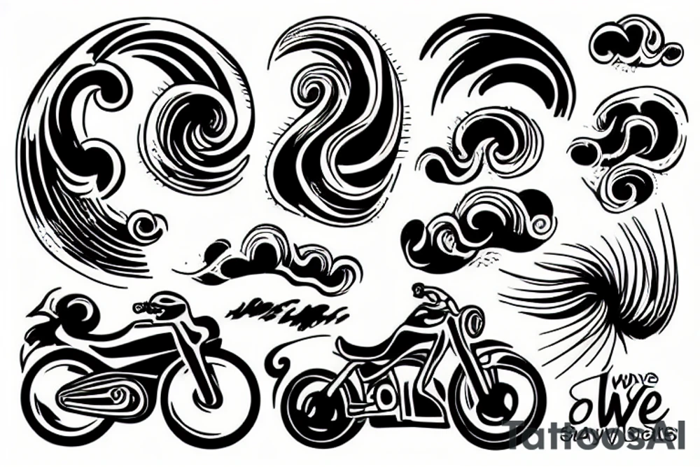 Wave with bike tattoo idea