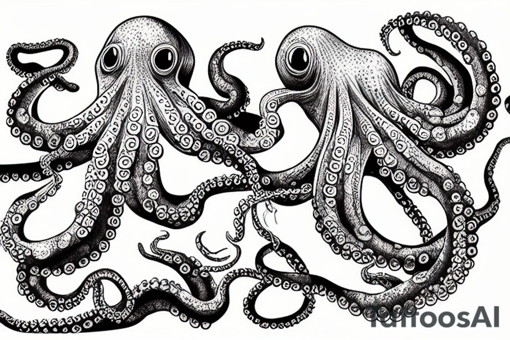 octopus running on the mountains tattoo idea