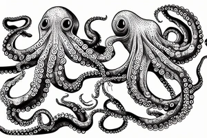 octopus running on the mountains tattoo idea