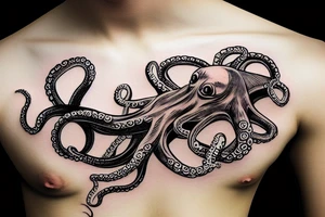 octopus running on the mountains tattoo idea