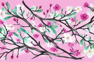 Sakura flowers on a branch pastel tones tattoo idea