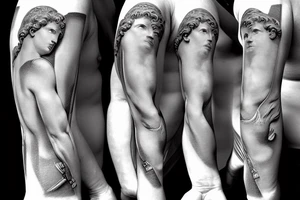 the David from Michelangelo under construction, surrounded by the golden-ratio tattoo idea