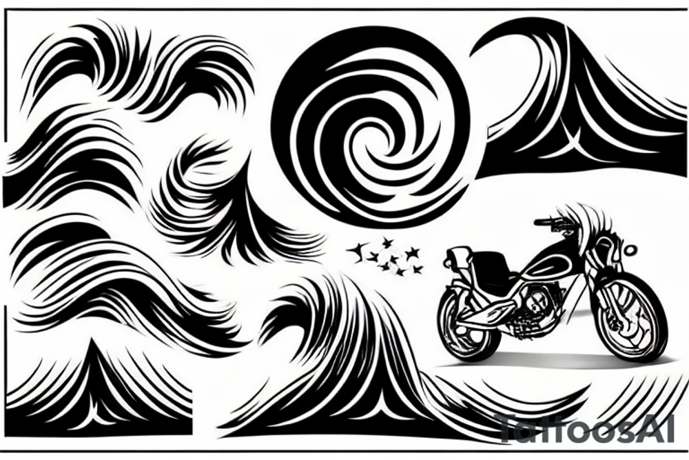 Wave with bike tattoo idea