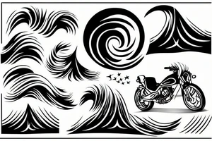 Wave with bike tattoo idea