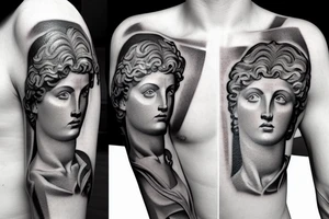 the David from Michelangelo under construction tattoo idea