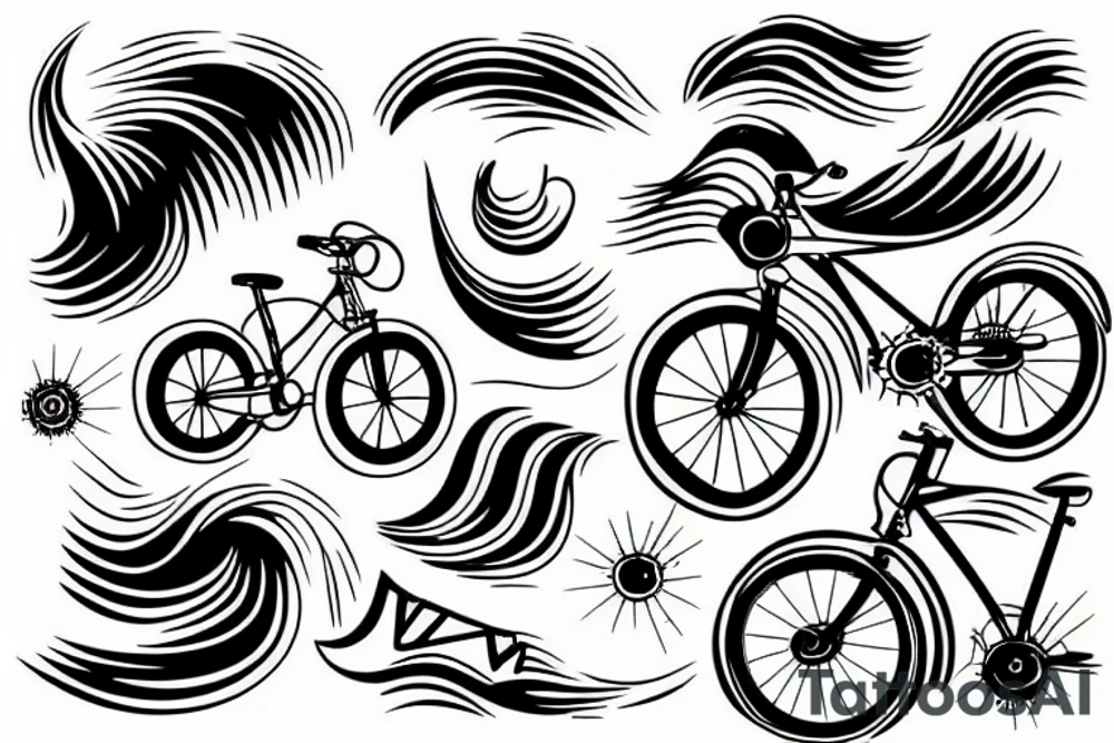 Wave with bike tattoo idea