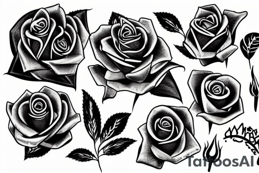 a drawn rose tattoo idea