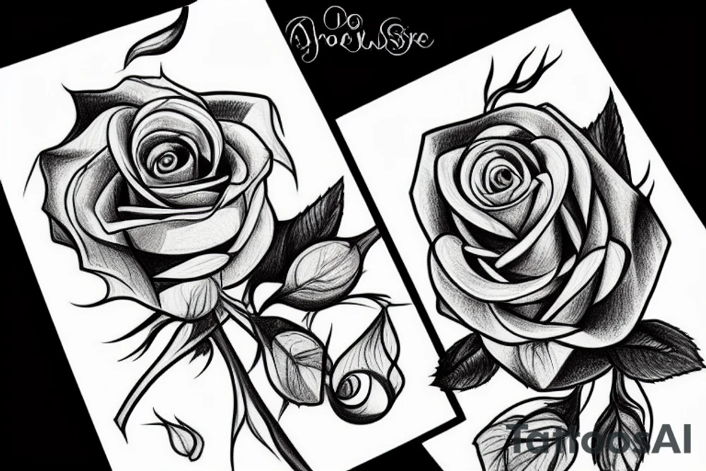 a drawn rose tattoo idea