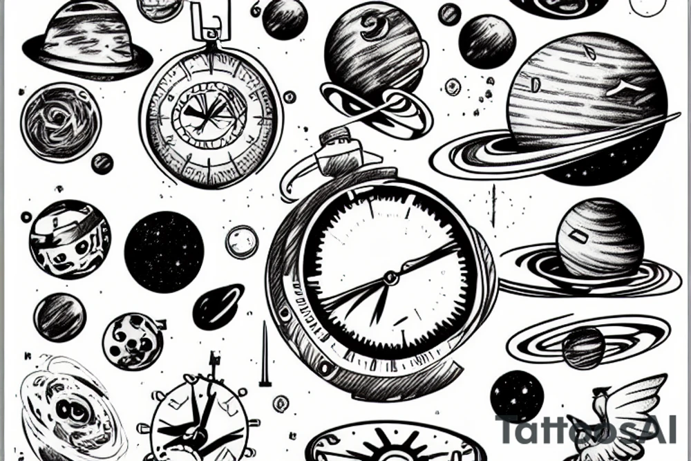 passing of time in a galaxy tattoo idea