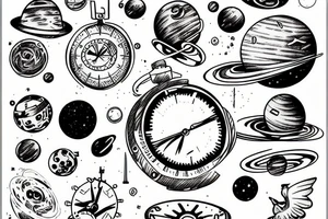 passing of time in a galaxy tattoo idea