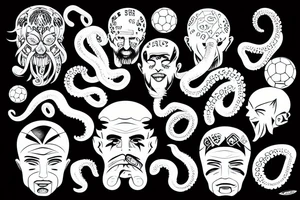 octopus with Leo Messi's soccer player face tattoo idea