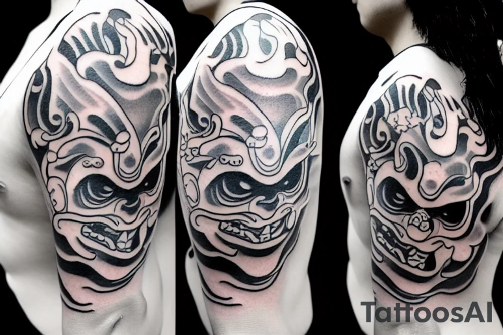 A japanese oni mask tattoo idea