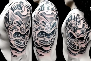 A japanese oni mask tattoo idea