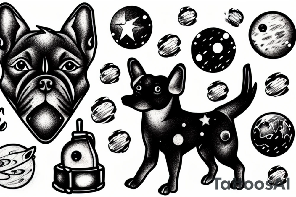 dog in space tattoo idea