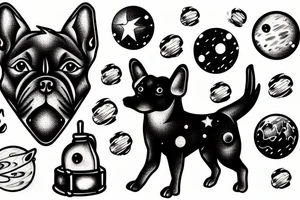 dog in space tattoo idea