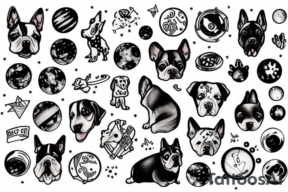 dog in space tattoo idea