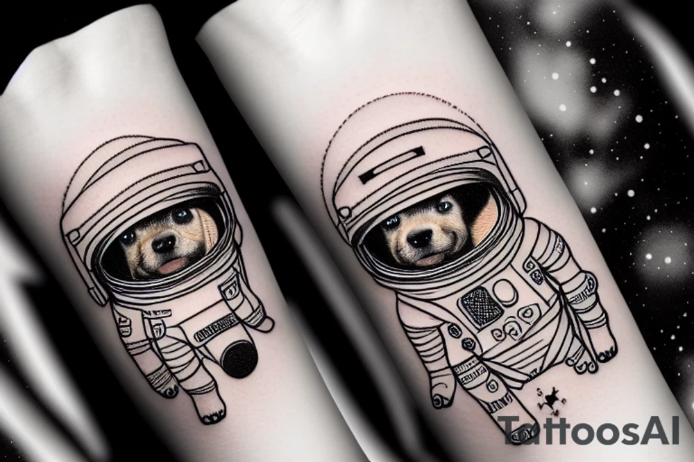 dog astronaut with galaxy in space tattoo idea