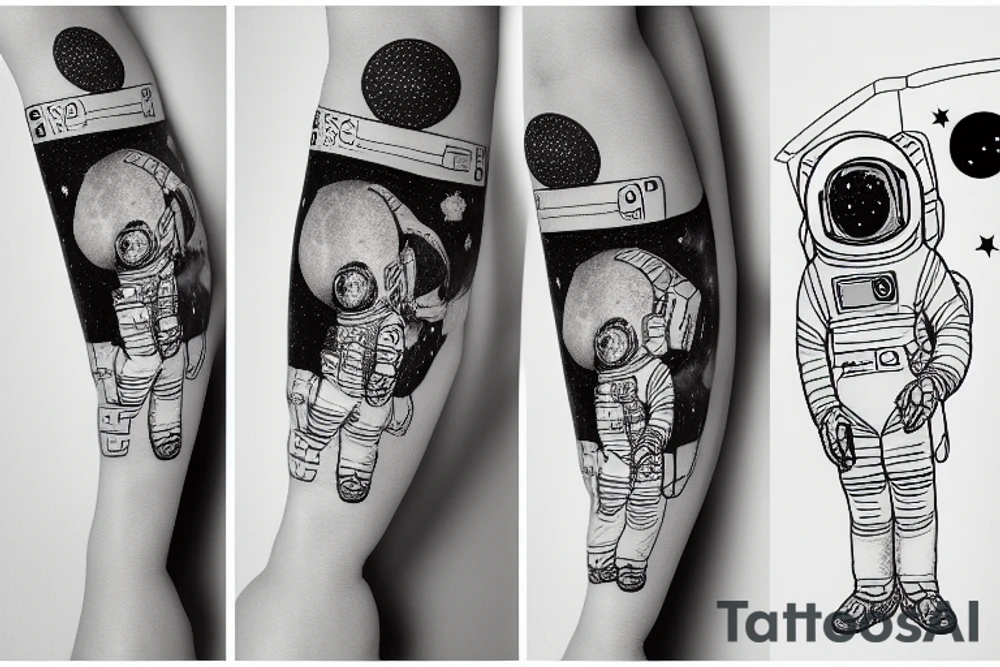 dog astronaut with galaxy in space tattoo idea