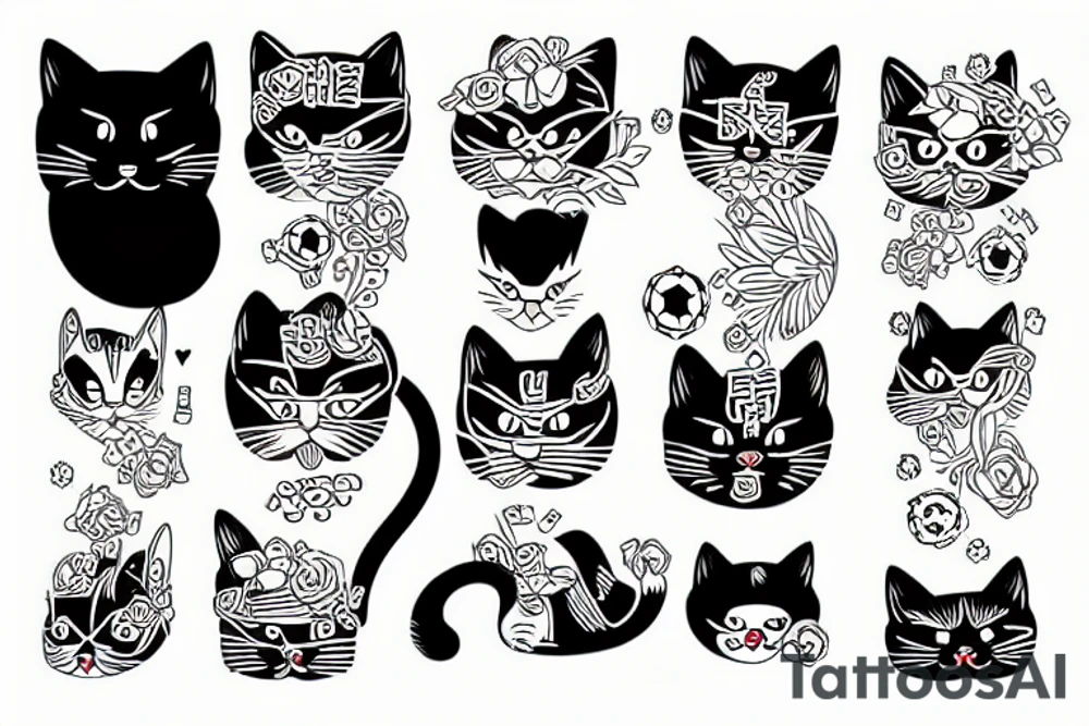 poker face of a cat tattoo idea