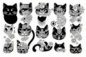 poker face of a cat tattoo idea
