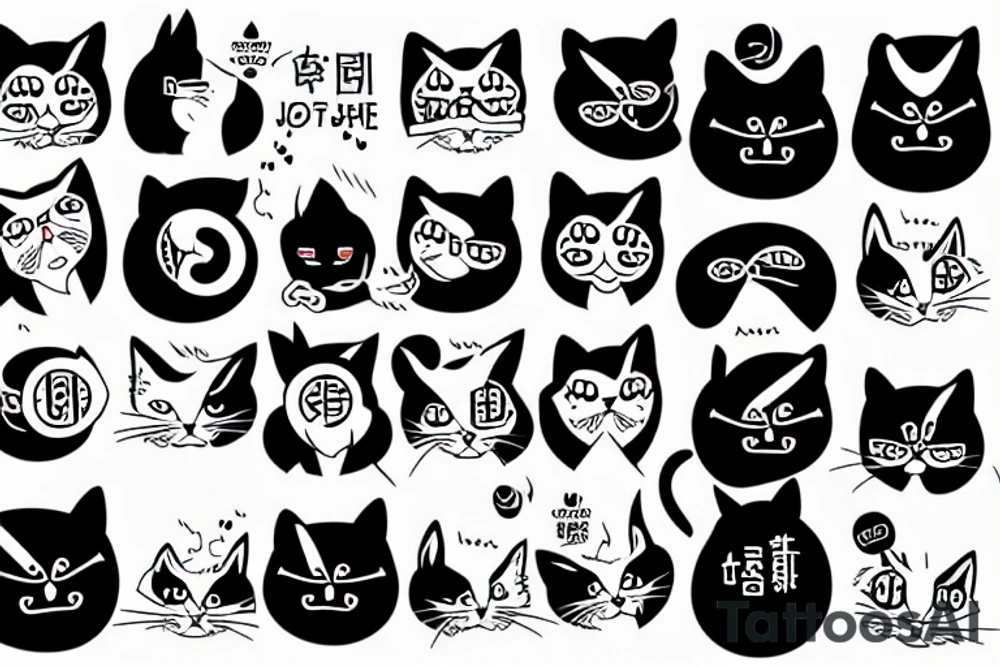 poker face of a cat tattoo idea