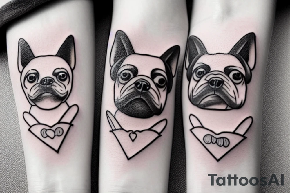 couples matching cute dog tattoo idea