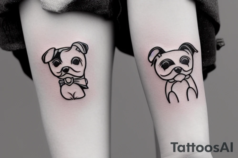 couples matching cute dog tattoo idea