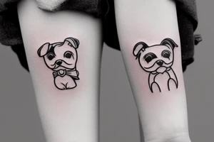 couples matching cute dog tattoo idea