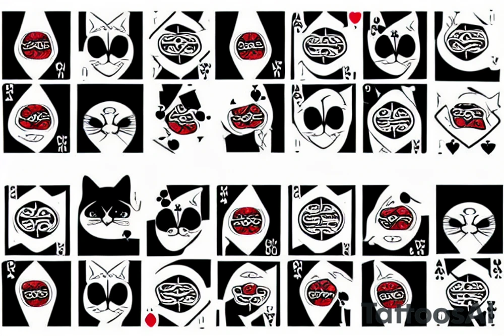 poker face cat tattoo idea