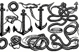 An anchor drowning with cut ropes tattoo idea