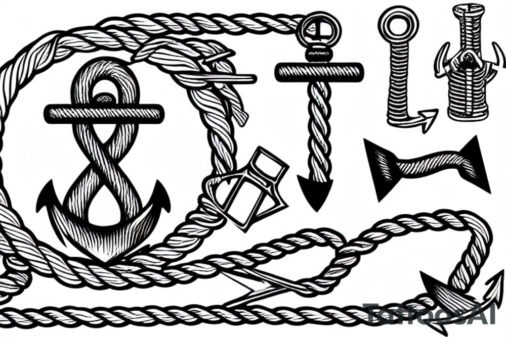 An anchor drowning with cut ropes tattoo idea