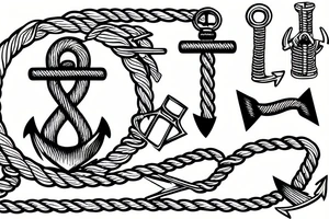 An anchor drowning with cut ropes tattoo idea