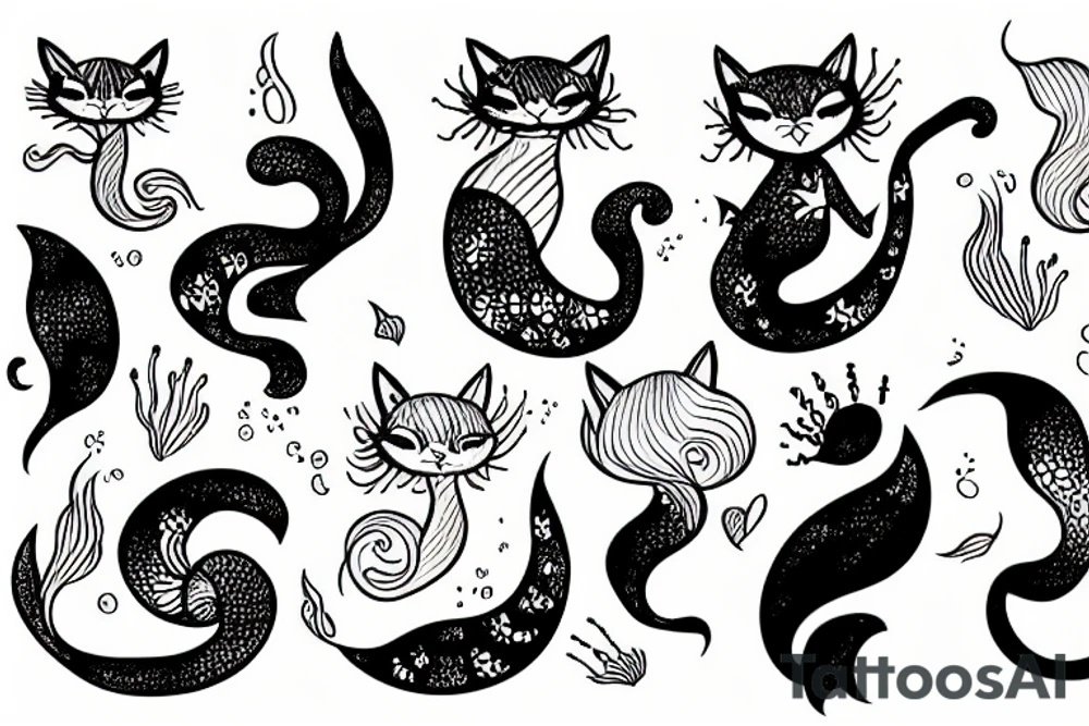 a mermaid cat tattoo idea