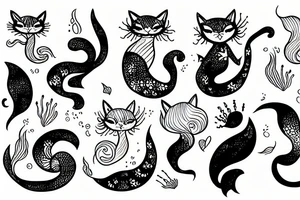 a mermaid cat tattoo idea