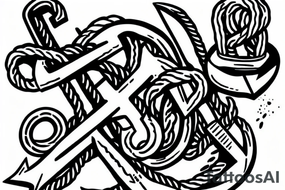 an anchor sinks with its ropes cut off tattoo idea