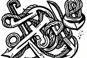 an anchor sinks with its ropes cut off tattoo idea