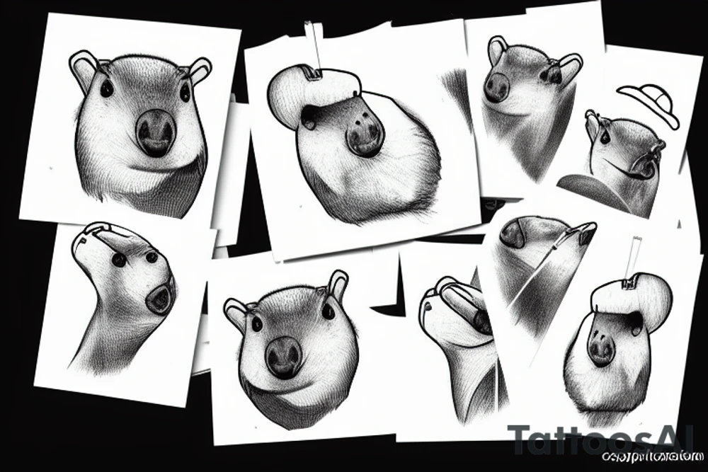 capybara, orange on head tattoo idea
