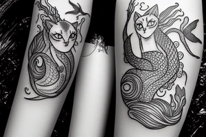 a mermaid cat tattoo idea