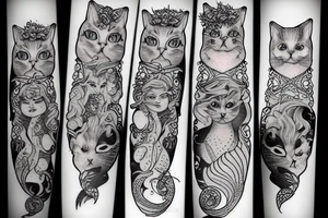 a mermaid cat tattoo idea
