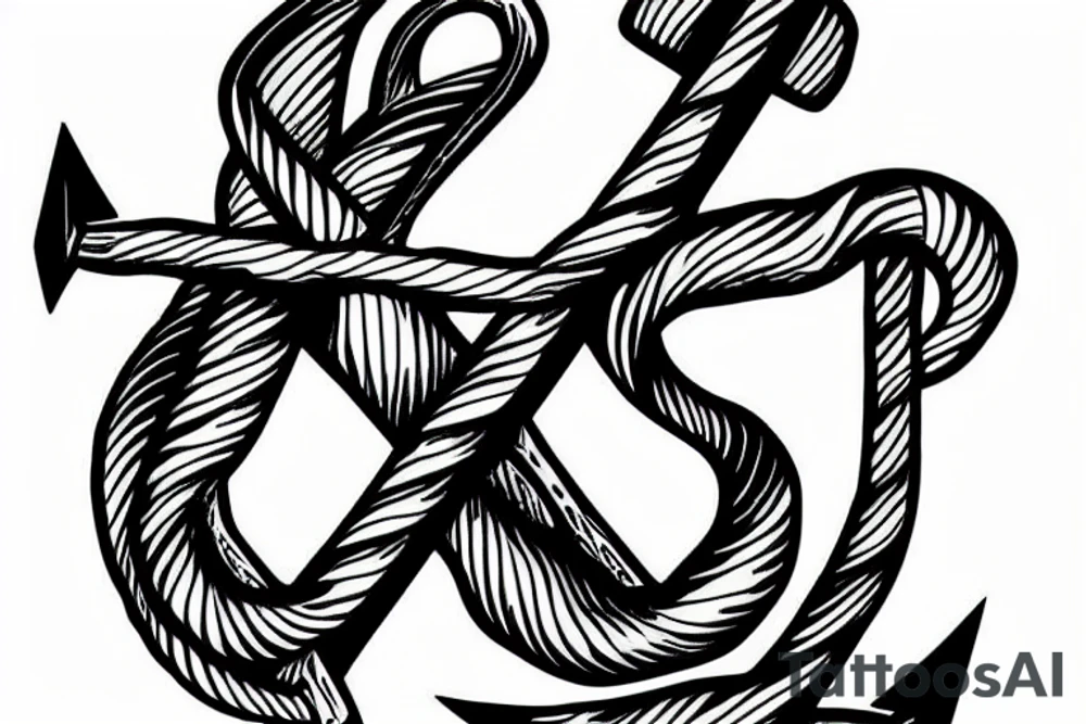 an anchor sinks with its ropes cut off tattoo idea