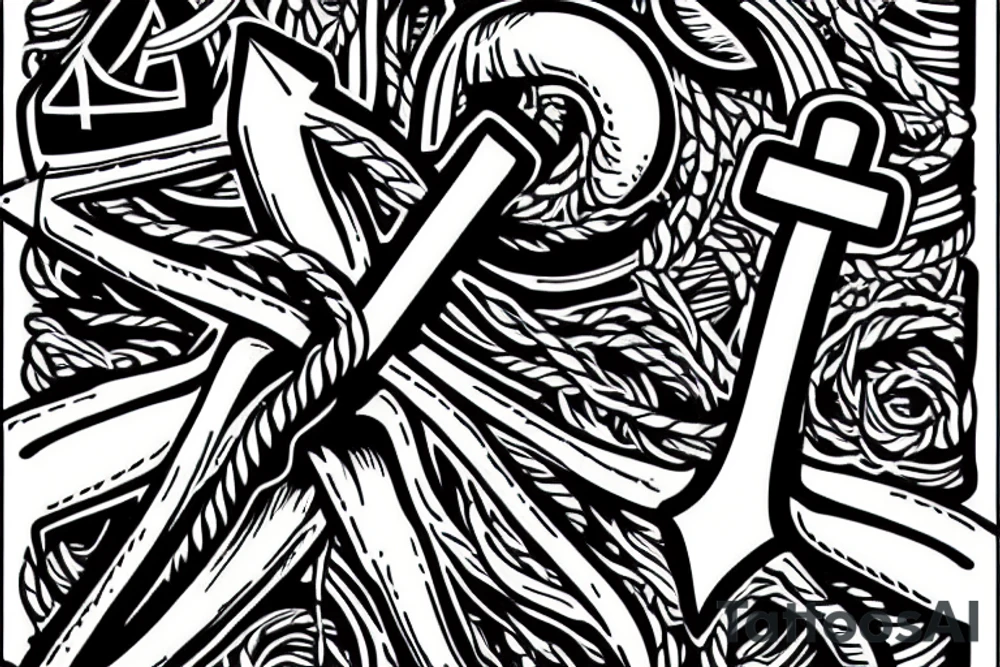 an anchor sinks with its ropes cut off tattoo idea