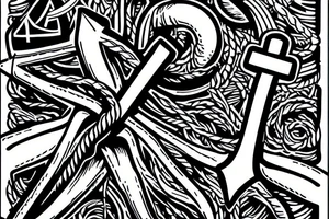 an anchor sinks with its ropes cut off tattoo idea