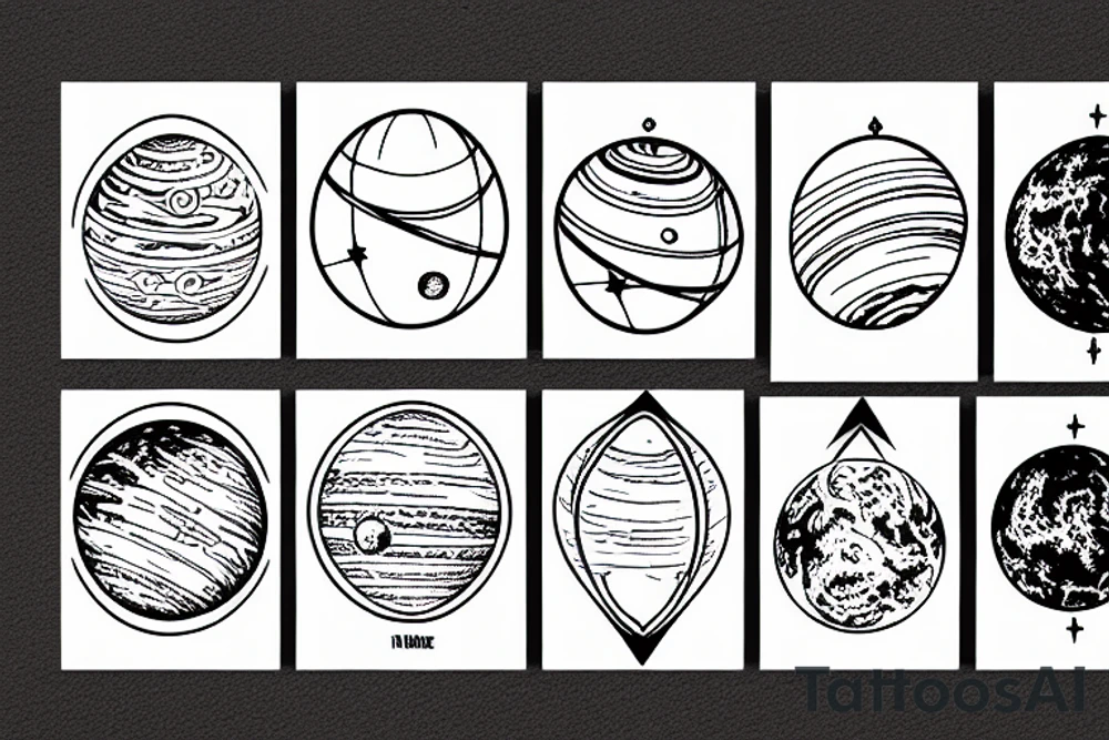 The planets in the solar system aligned in a single line tattoo idea