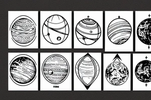 The planets in the solar system aligned in a single line tattoo idea