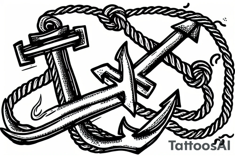 an anchor sinks with its ropes cut off tattoo idea